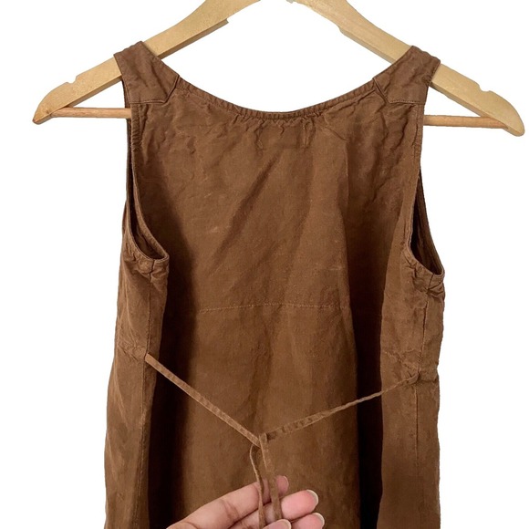 Girls Pullover Cotton Flower Embroidered Sundress With Lining Brown Size Large - Picture 4 of 5